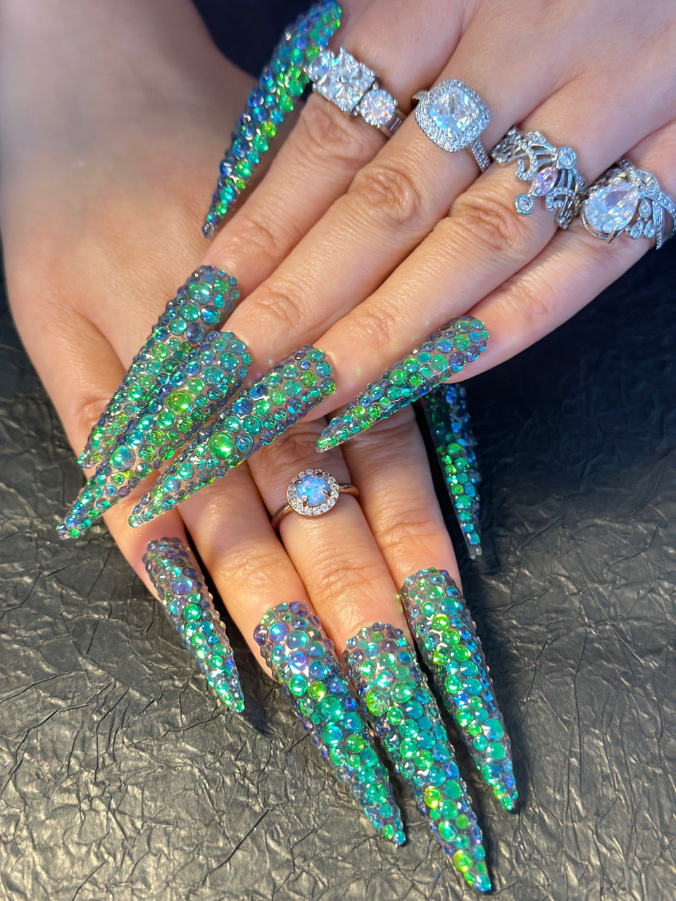 Crystal Rhinestone Full-Cover Stiletto Press-On Nails – Handmade Luxury Nail Set